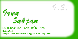 irma sabjan business card